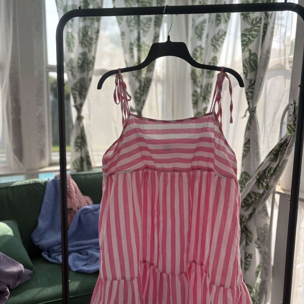 SHEIN Pink and White Striped Top